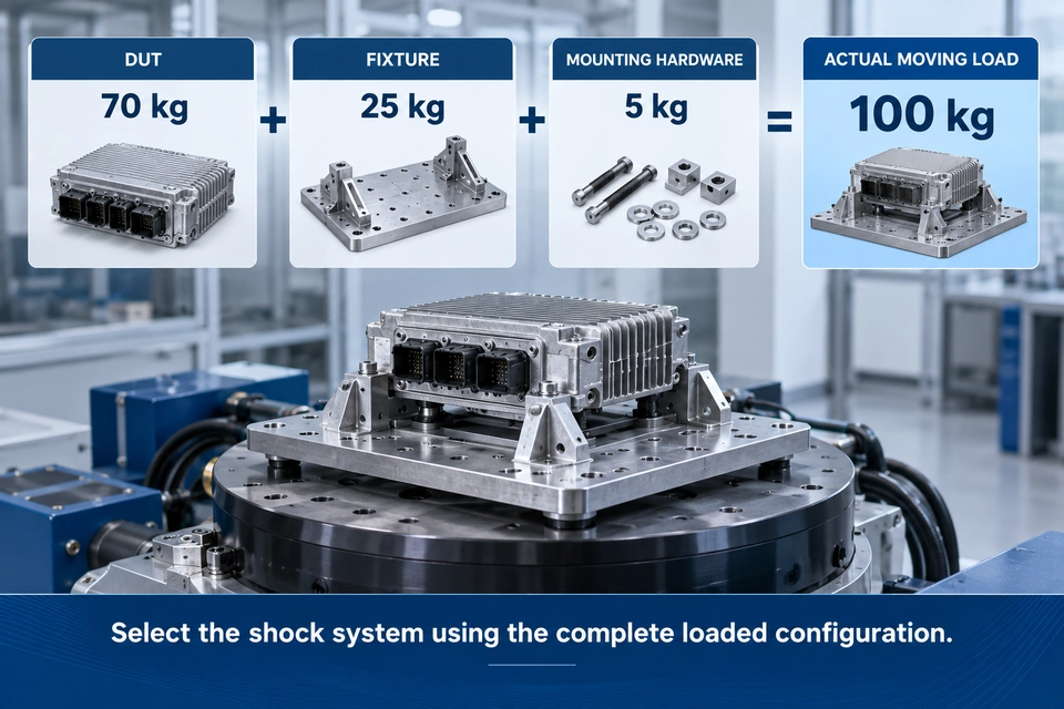 shock test DUT fixture actual moving load calculation